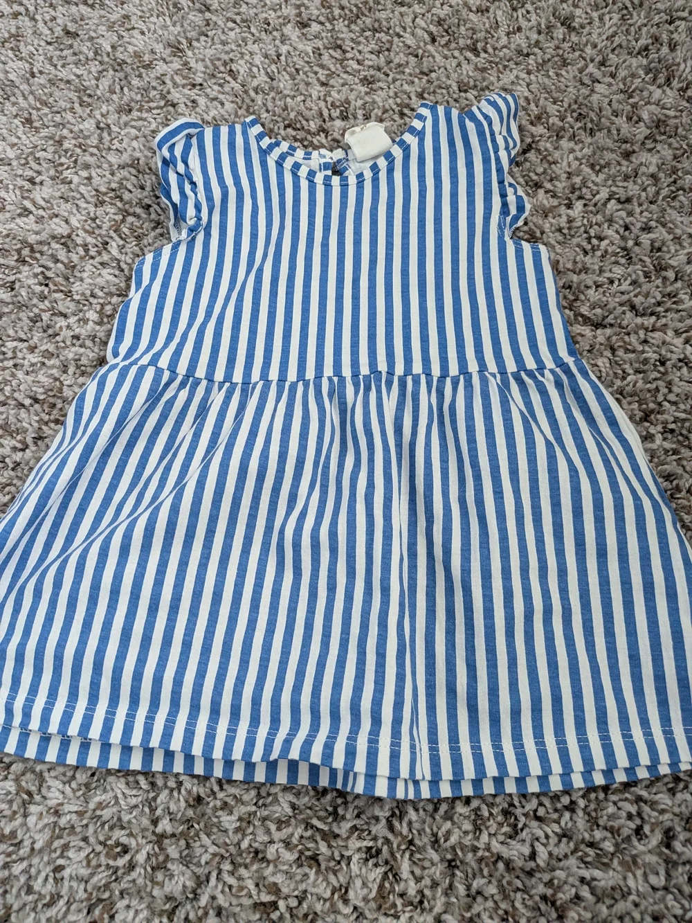 H&M Blue & White Vertical Stripe Cotton Dress for Kids Size 6 Months